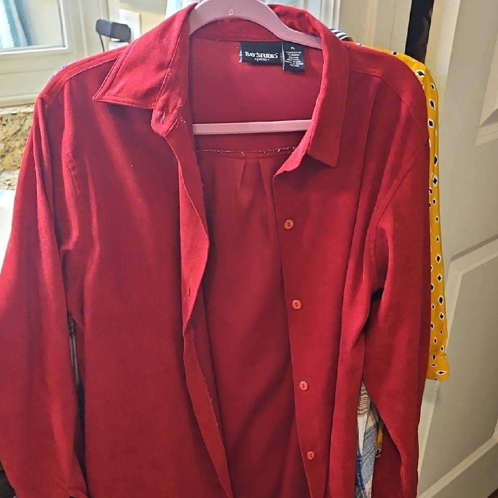 Bay Studio Red Blouse with Button-Down Style